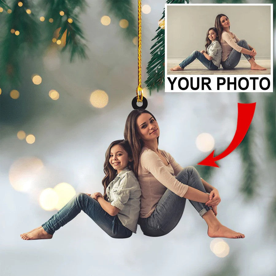 Custom Photo Father And Daughter Christmas Ornament for Family Tree Hanging Decor