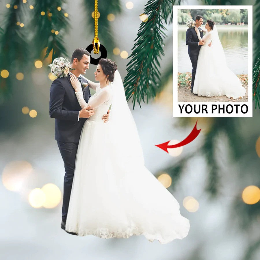 Custom Photo Couple Ornament/ Married/ Newlywed Couple Christmas Ornament/ Gift for Husband and Wife