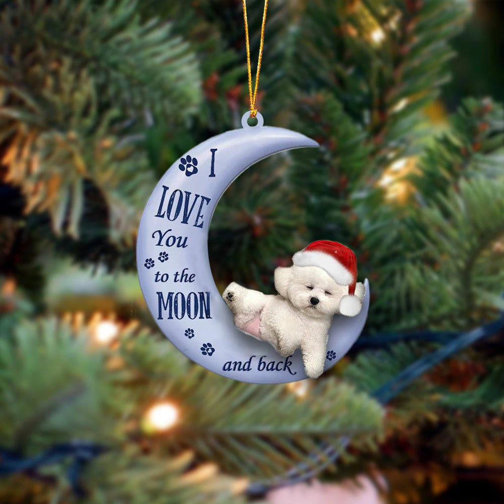 Bichon frise I Love You To The Moon And Back Christmas Ornament