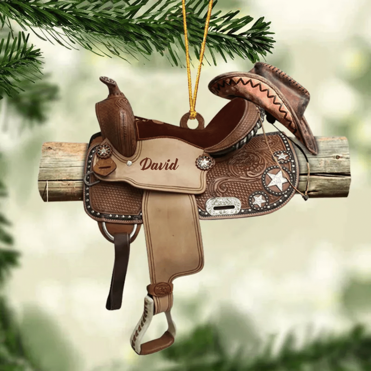 Personalized Horse Saddle Ornament For Horse Lovers/ Cowboy Cowgirl