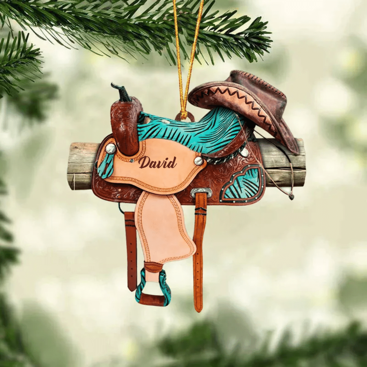 Personalized Horse Saddle Ornament For Horse Lovers/ Cowboy Cowgirl