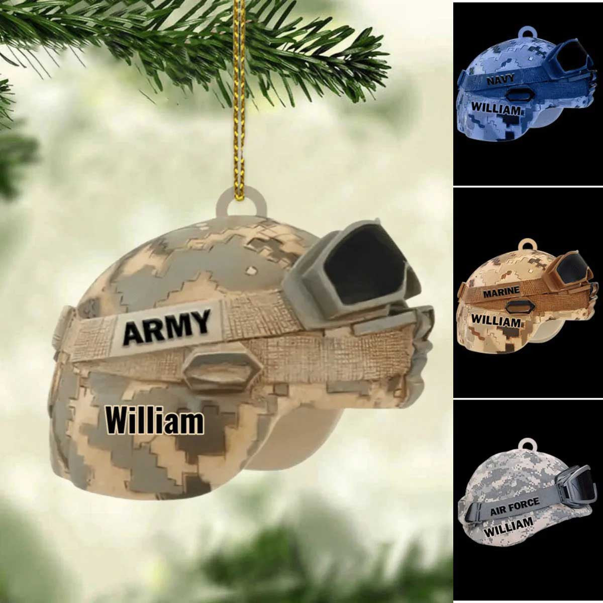Military Helmet Personalized Cut Ornament Gift For Veteran/ Christmas Ornament for Dad Veteran''s Day