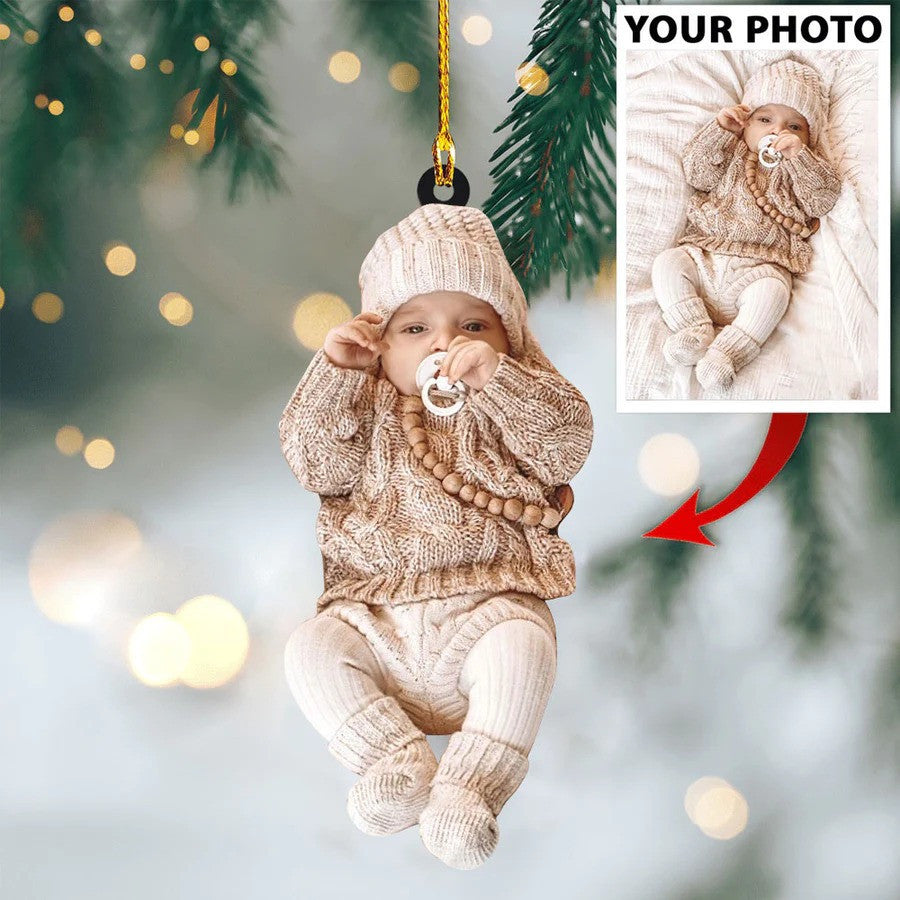 Custom Photo Ornament Christmas - Baby Cute for Baby New Born Christmas Gift