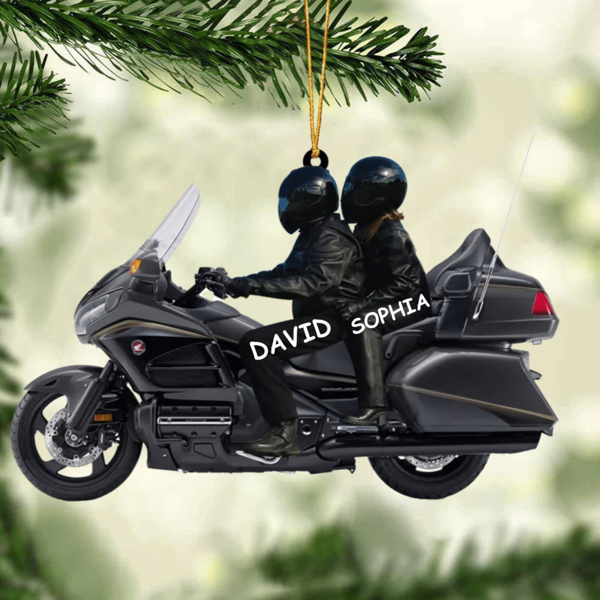 2023 New Release Personalized Biker Couple Gold Wing Motorcycle Ornament