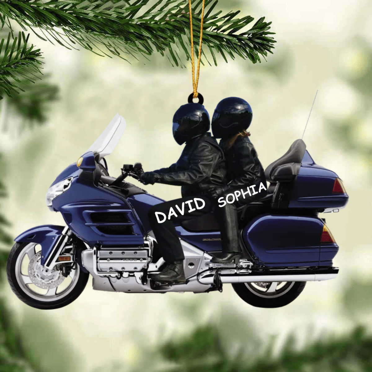 2023 New Release Personalized Biker Couple Gold Wing Motorcycle Ornament
