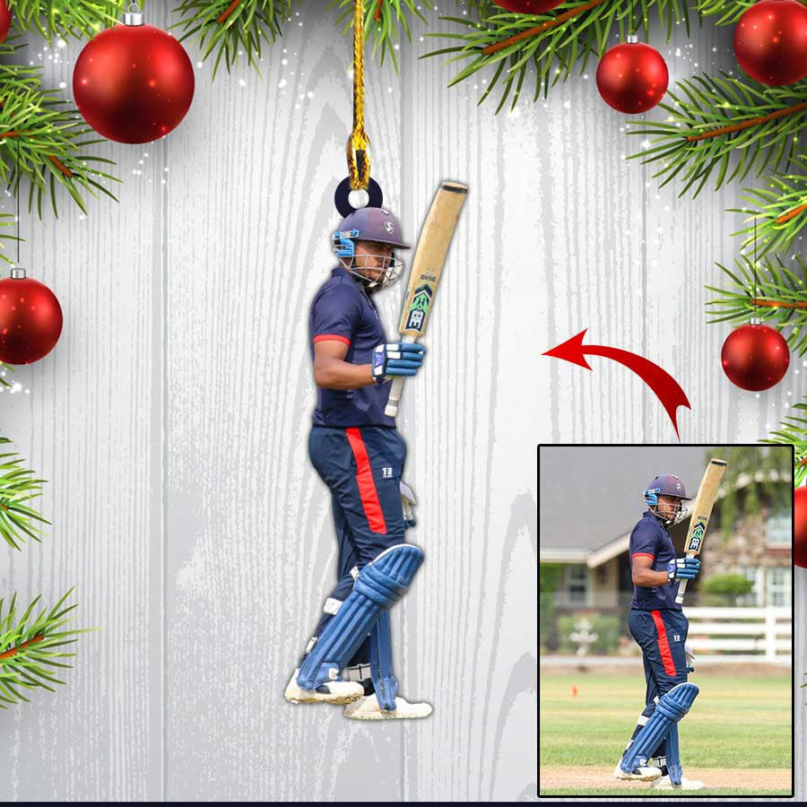 Custom Photo Cricket Players Christmas Ornament for Cricket Lovers/ Gift for Man who loves Cricket