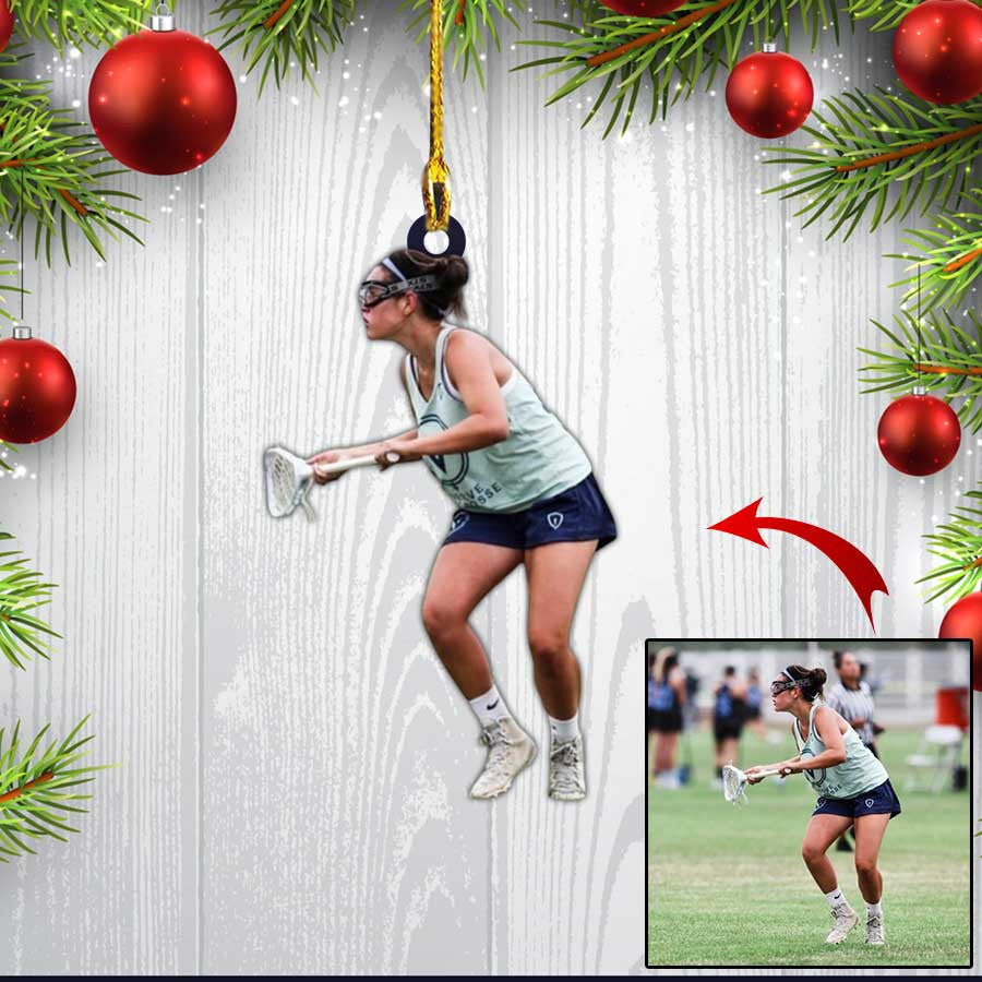 Custom Photo Lacrosse Players Christmas Ornament/ Lacrosse Custom Shaped Ornament for Men & Women