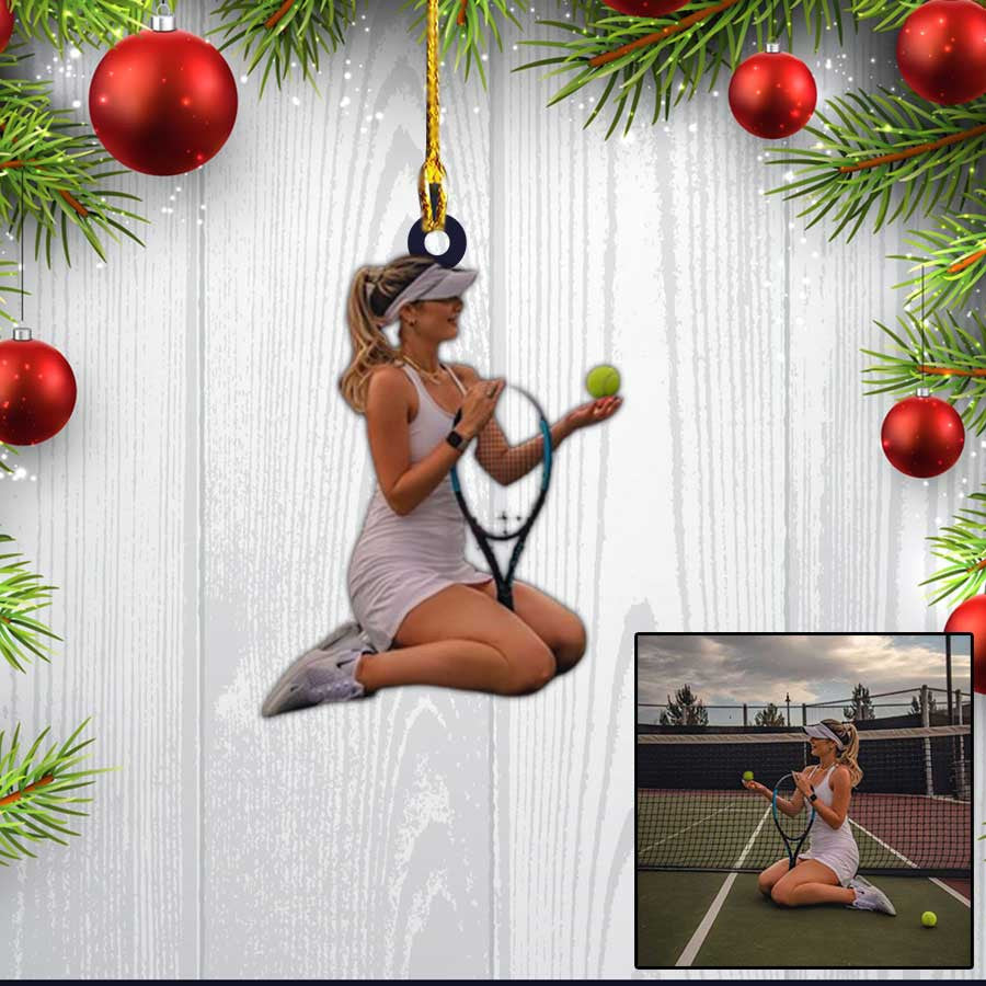 Custom Photo Tennis Girl Christmas Ornament/ Tennis Man Flat Acrylic Ornament for Him