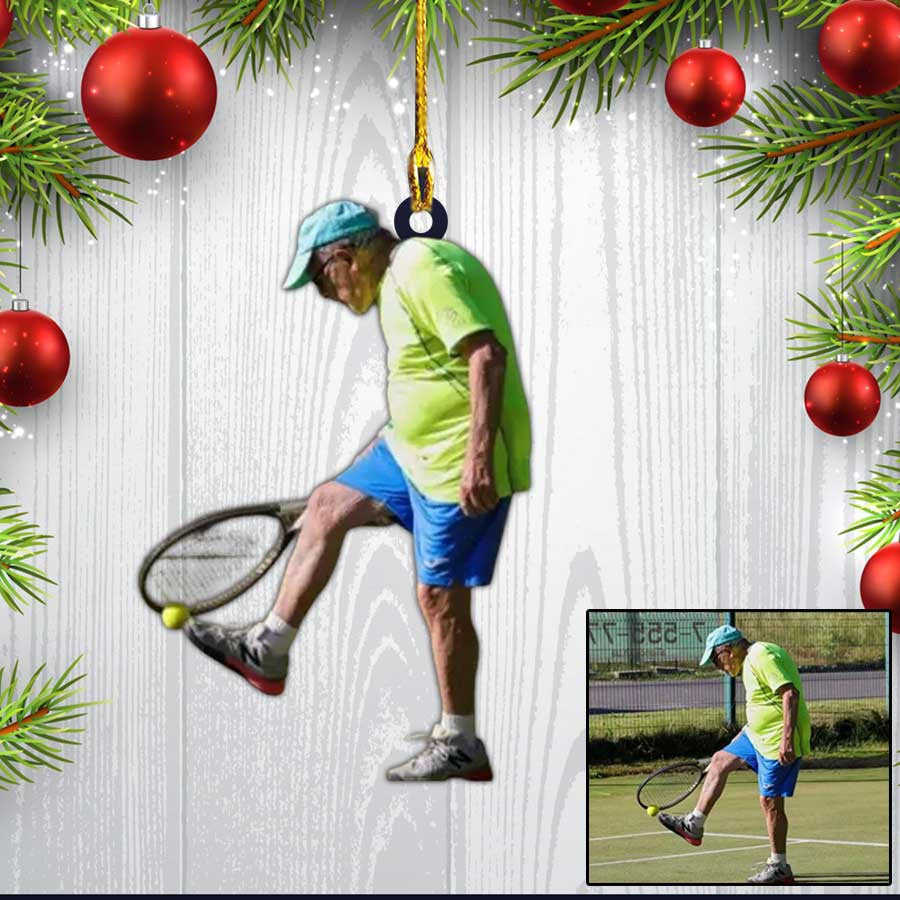 Custom Photo Tennis Girl Christmas Ornament/ Tennis Man Flat Acrylic Ornament for Him