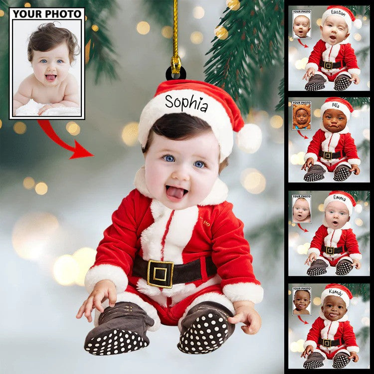 Custom Baby Face Photo First Christmas New Baby Ornament for Tree Decor/ Gift for Baby