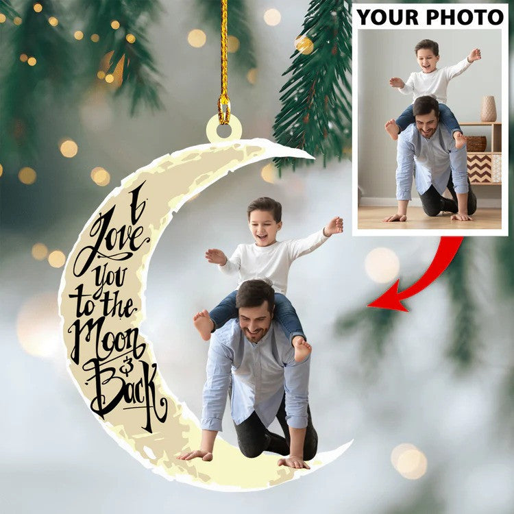 Custom Photo Father and Son Christmas Ornament/ Gift for Dad and Son Family Ornament