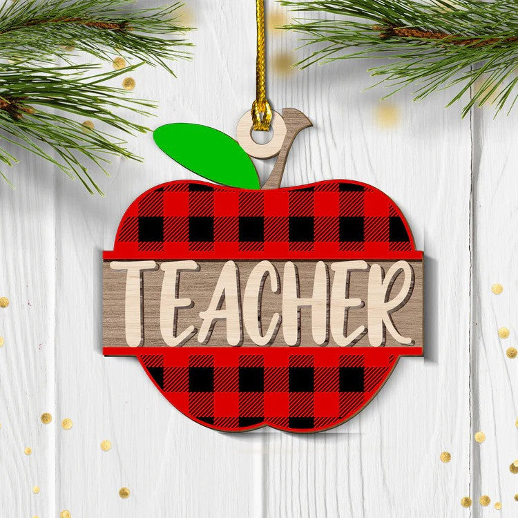 Customized Teacher Name Custom Shape Teacher Christmas Ornament for Her/ Him