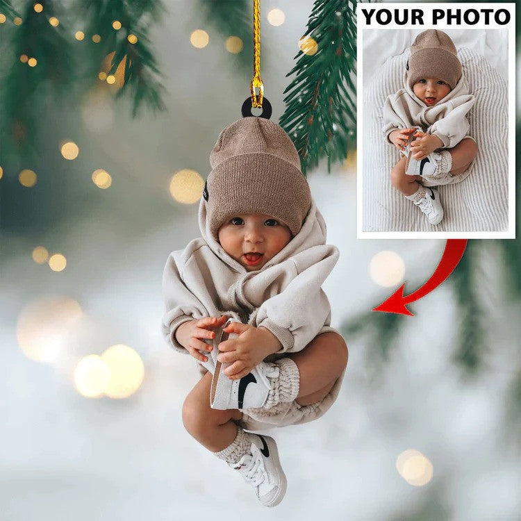 Baby Bear Custom Photo With Name for Christmas Ornament/ Gift for Baby