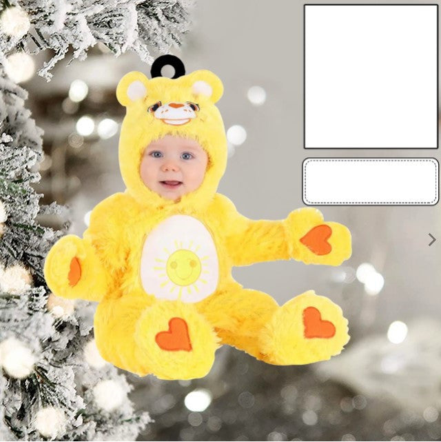 Cute Baby Ornament Custom Face Name Christmas Ornament for New Baby First Christmas