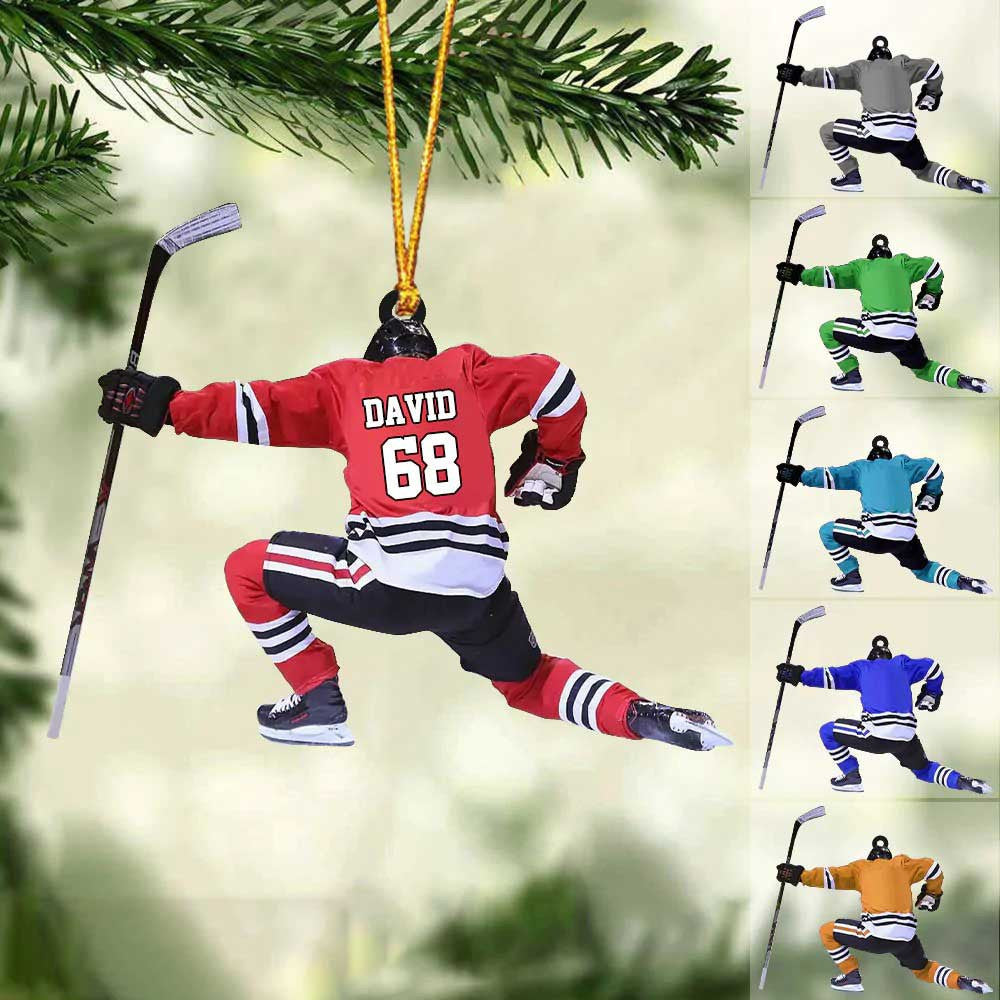 Personalized Hockey Christmas Ornament/ Custom Name and Number for Hockey Players/ Gift for Son