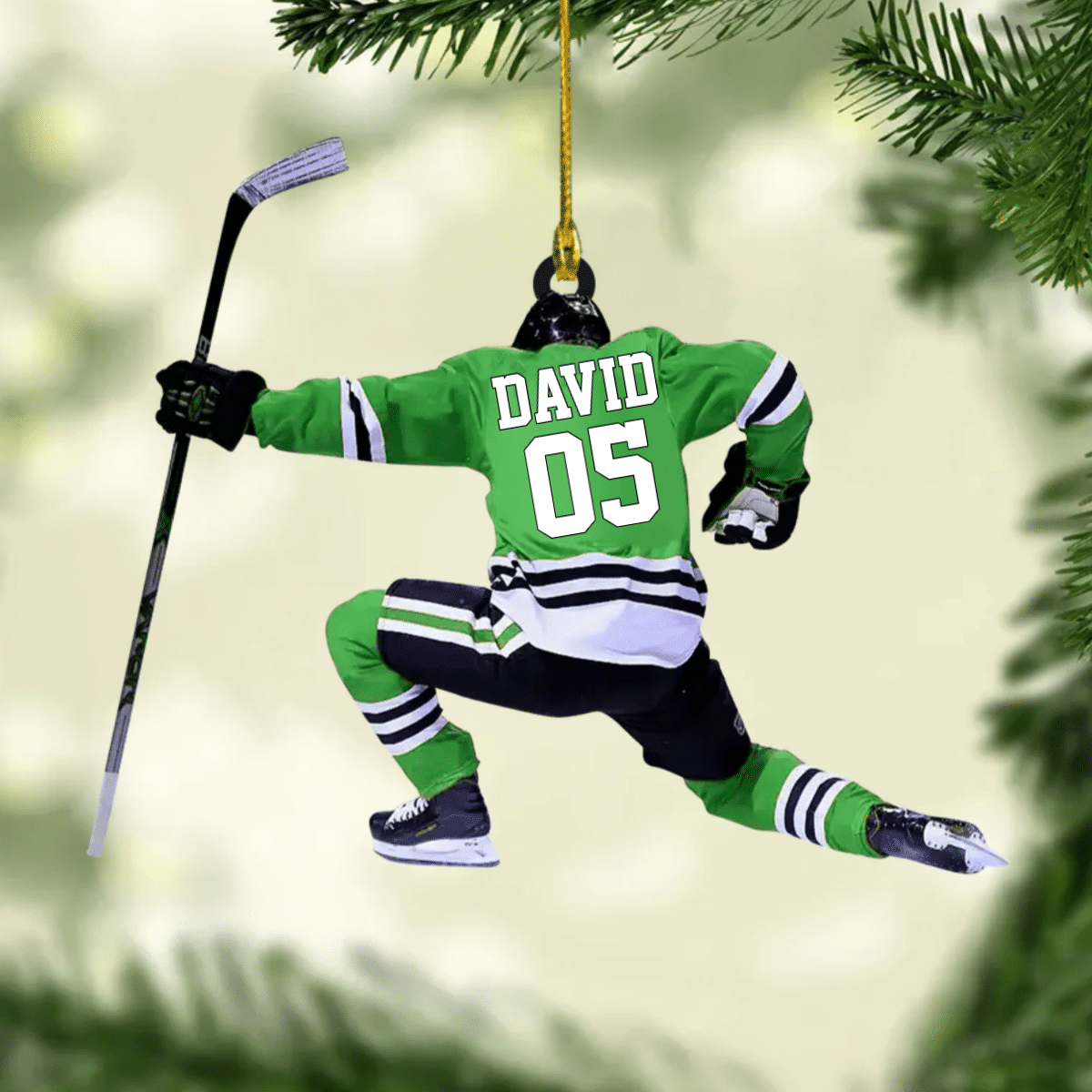 Personalized Hockey Christmas Ornament/ Custom Name and Number for Hockey Players/ Gift for Son
