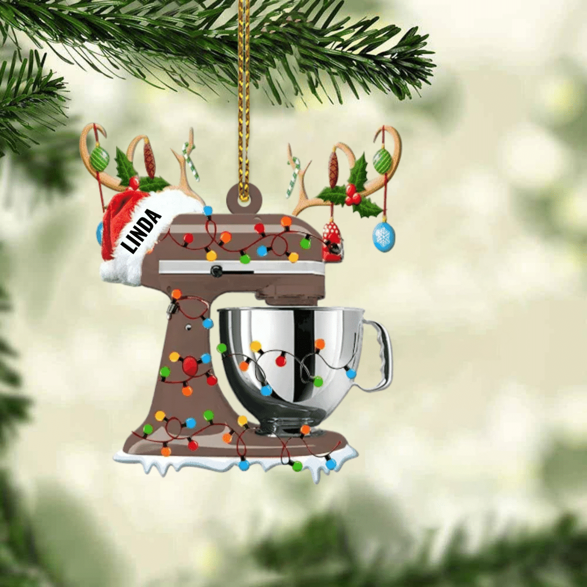 Personalized Christmas Reindeer Baking Mixer Ornament for Baker/ Gift for Mom Who loves Baking