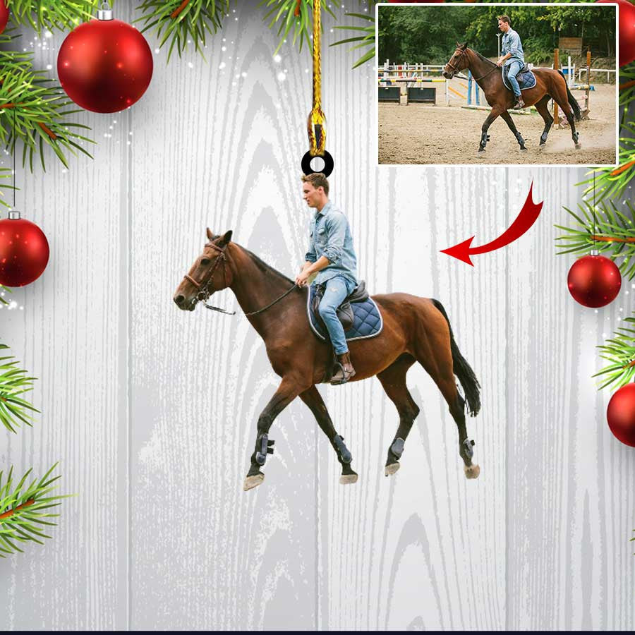 Custom Photo Horse Christmas Ornament for Horse Girl/ Horse Farmhouse Ornament for Him and Her/ Son and Daughter
