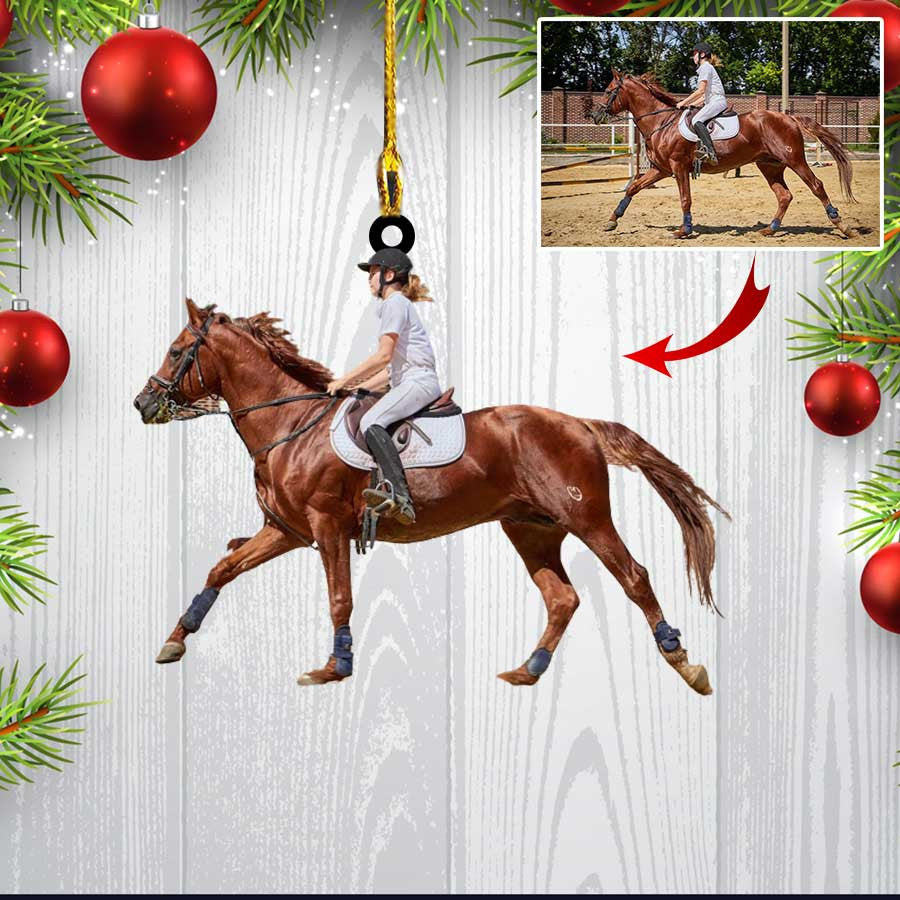 Custom Photo Horse Christmas Ornament for Horse Girl/ Horse Farmhouse Ornament for Him and Her/ Son and Daughter