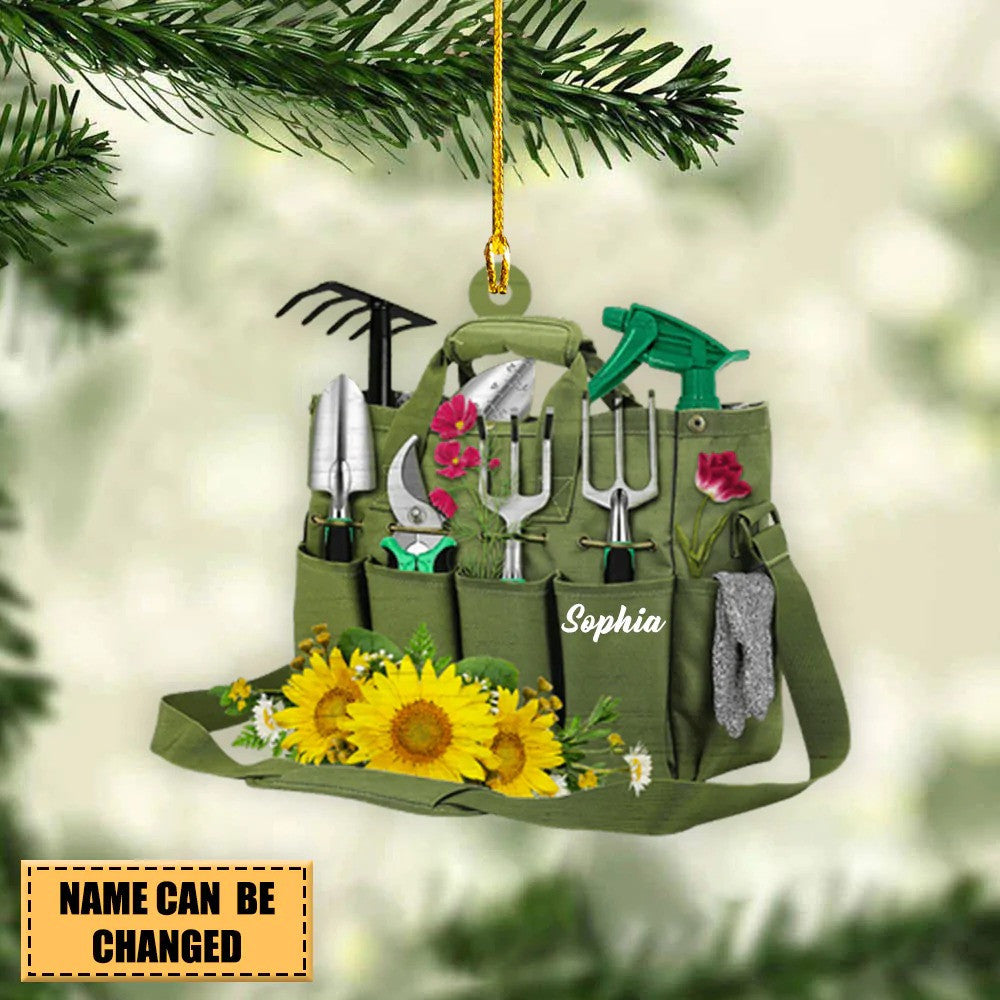 Personalized Gardening Girl Carry Bag Acrylic Ornament/ Christmas Gift for Gardener