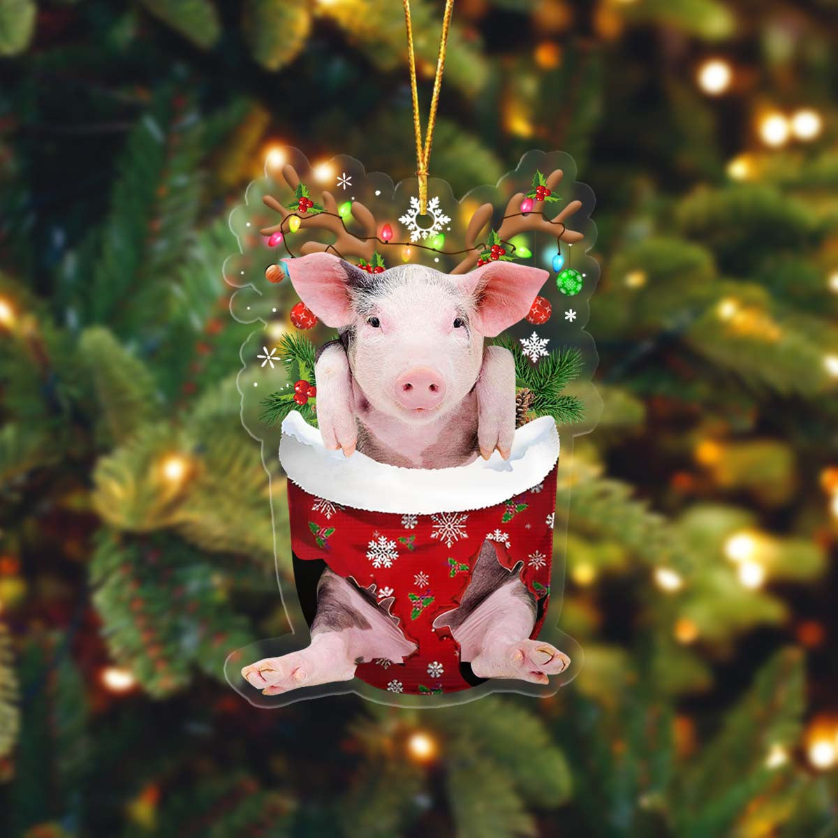Coolspod Pig In Pocket Christmas Ornament Flat Acrylic Farmhouse Ornament