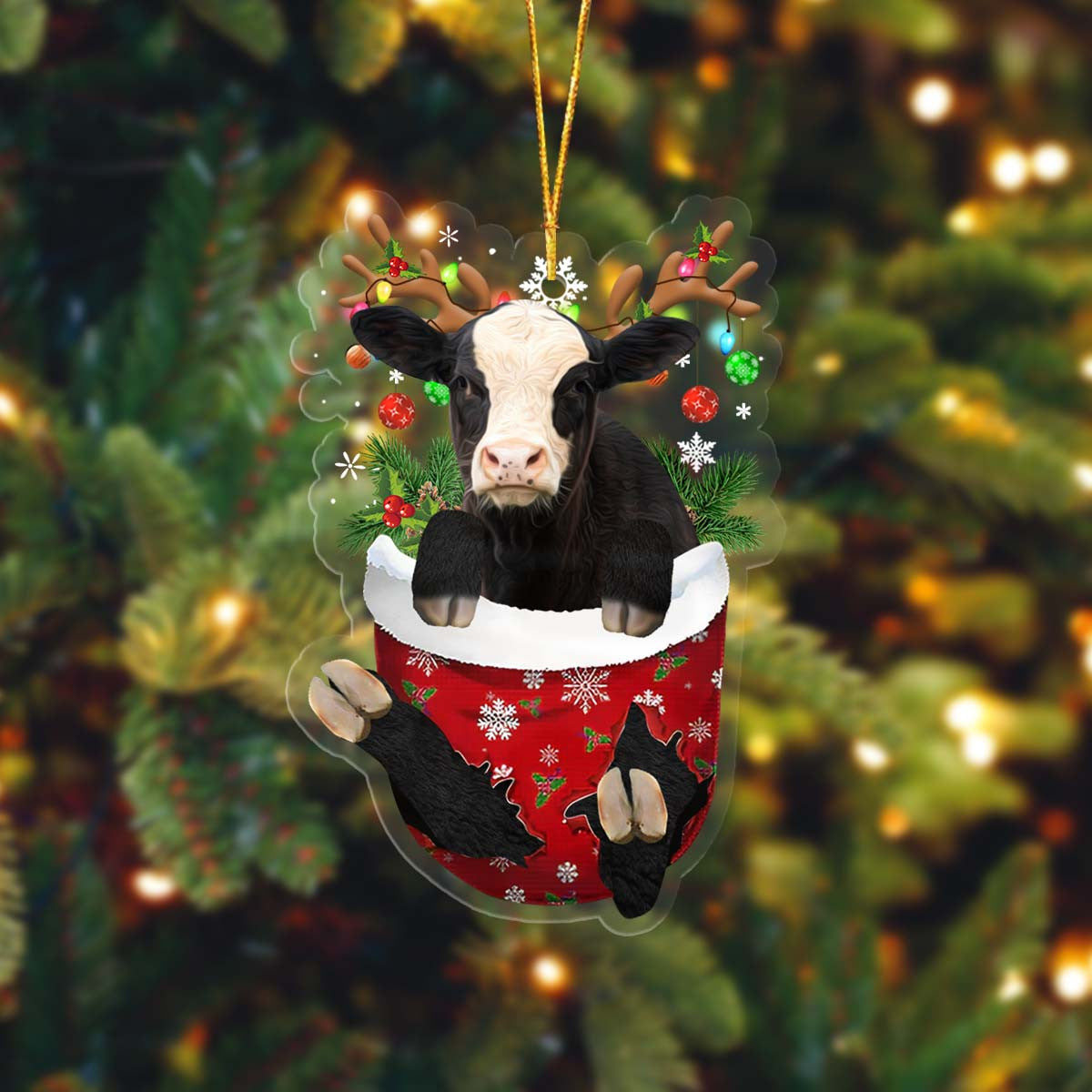 Coolspod Black Baldy In Pocket Christmas Ornament Flat Acrylic Farmhouse Ornament