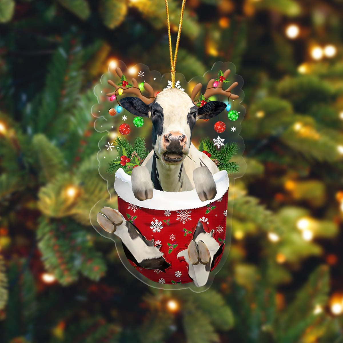 Coolspod Holstein In Pocket Christmas Ornament Flat Acrylic Farmhouse Ornament