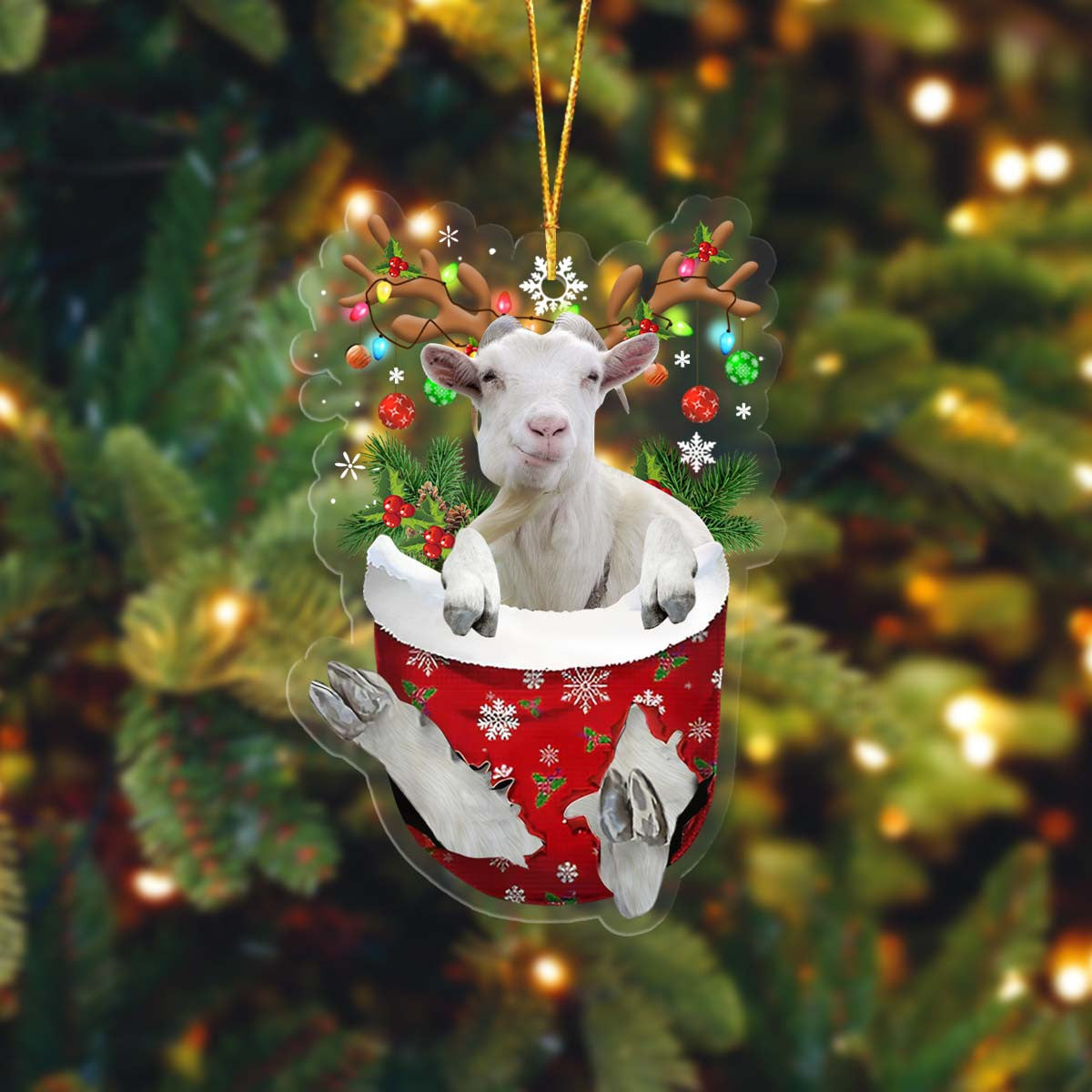 Coolspod Goat In Pocket Christmas Ornament Flat Acrylic Farmhouse Ornament