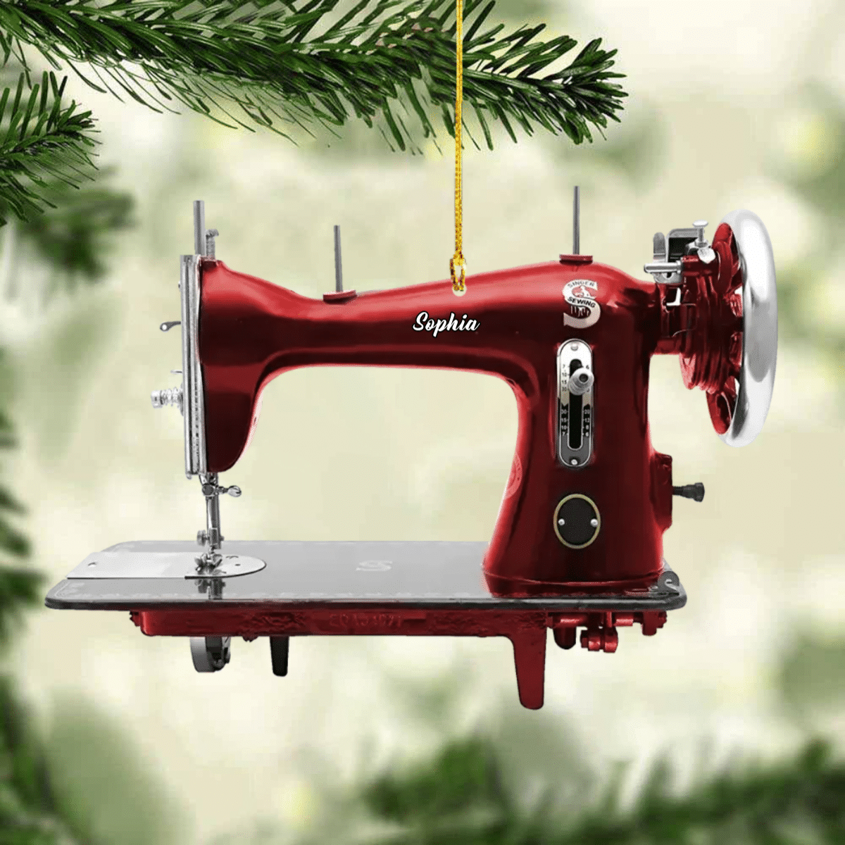 Personalized Sewing Machine Christmas Ornament for Mom/ Custom Name Sewer Flat Ornament for Her