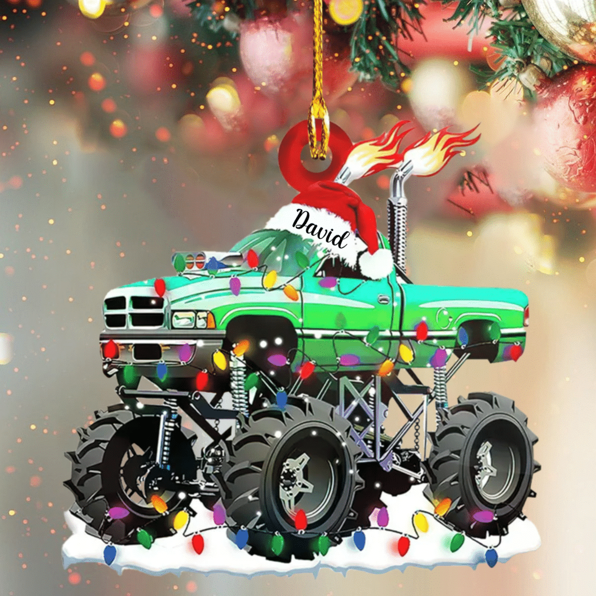 Personalized Monster Truck Christmas Ornament/ Custom Name Monster Truck Ornament for Him