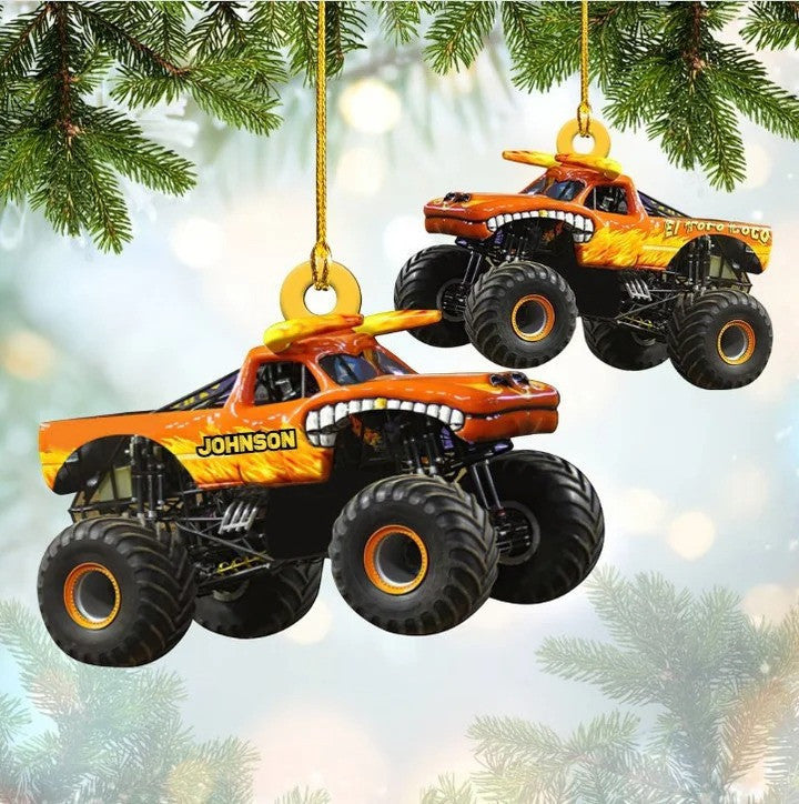 Personalized Monster Truck Christmas Ornament/ Custom Name Monster Truck Ornament for Him