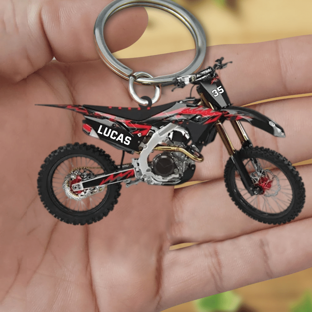 Personalized Keychain Custom Name And Number Motocross Vehicle Shaped Keychain