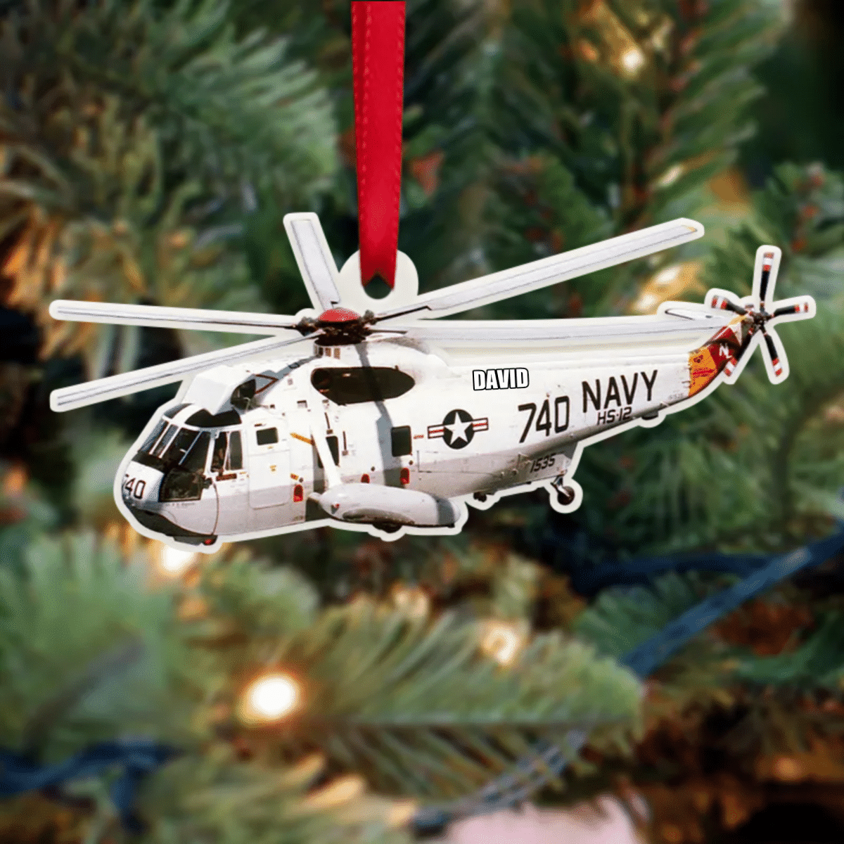 Personalized Veteran Helicopter Christmas Ornament for Dad/ Gift for Him Veteran Ornament