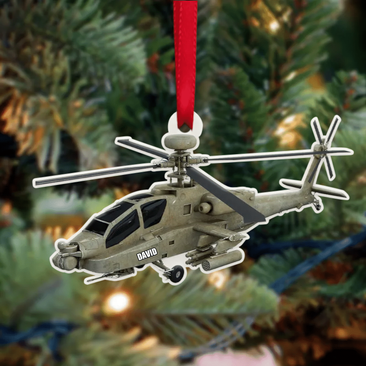 Personalized Veteran Helicopter Christmas Ornament for Dad/ Gift for Him Veteran Ornament