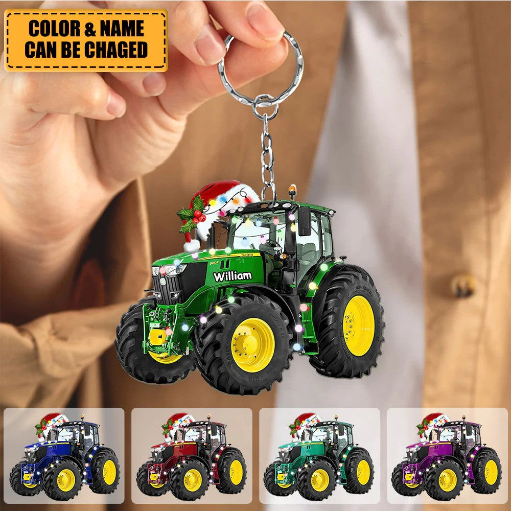 Personalized Tractor Keychain for Farmer/ Gift for Dad Tractor Acrylic Keychain