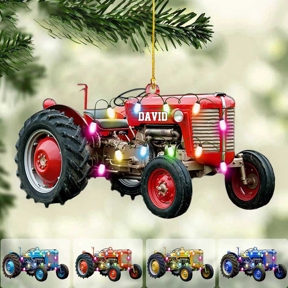 Customized Tractor Christmas Ornament Version 2 for Farmer/ Gift for Dad Tree Decor