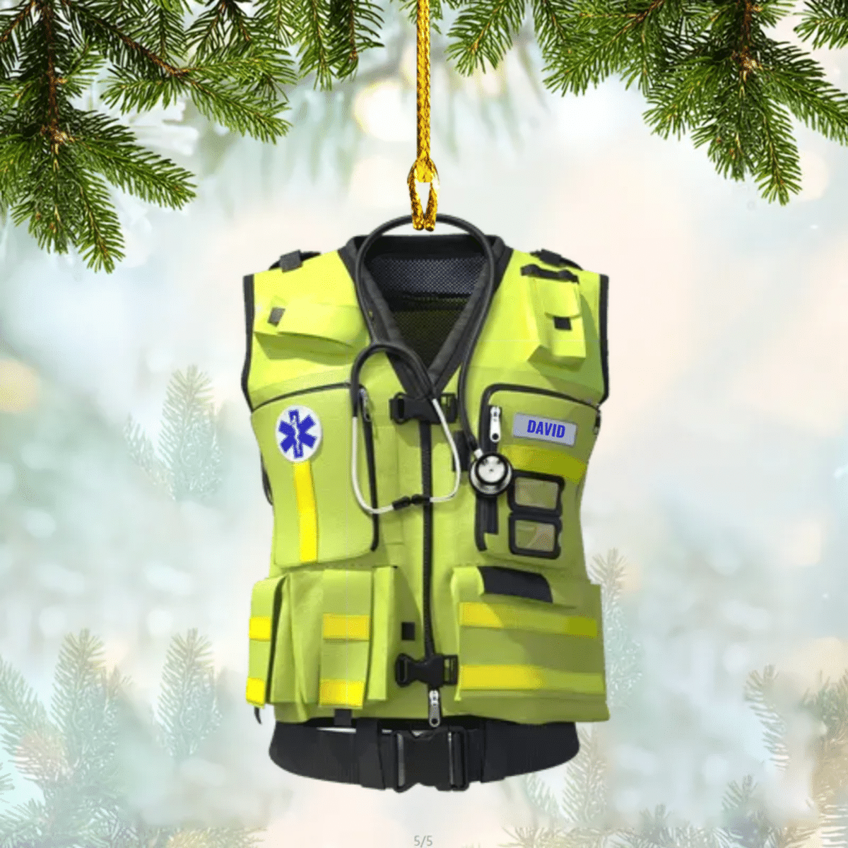 Personalized EMT Paramedic Safety Vest Custom Shape Ornament Gift For Paramedic