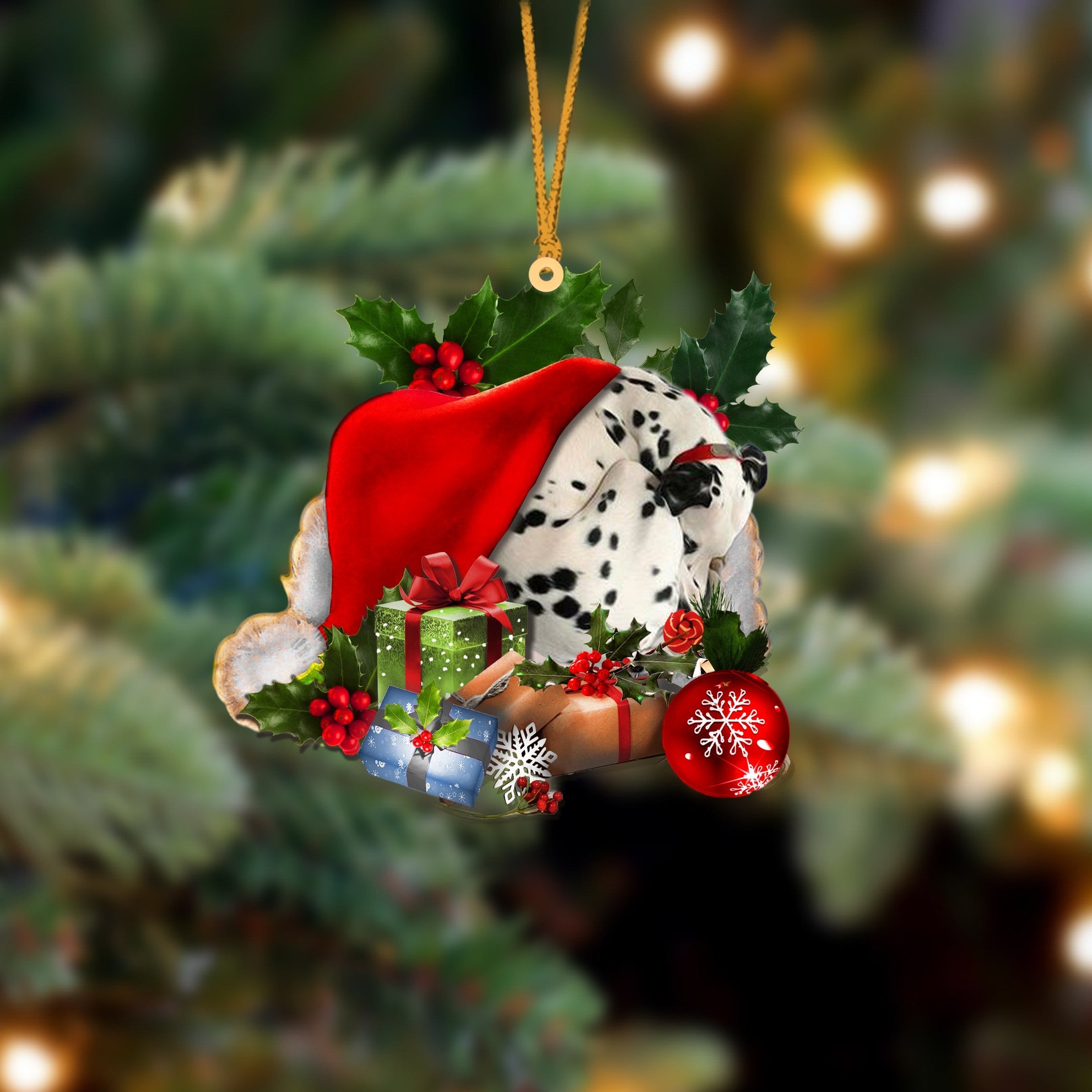 Dalmatian 2 Sleeping In Hat Christmas Ornament Two Sided