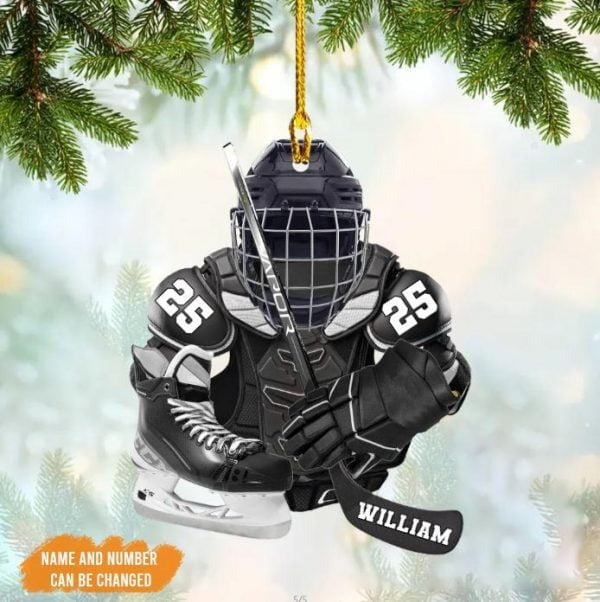 Personalized Ice Hockey Equipment Christmas Tree Ornament Custom Colorful Uniform Hockey