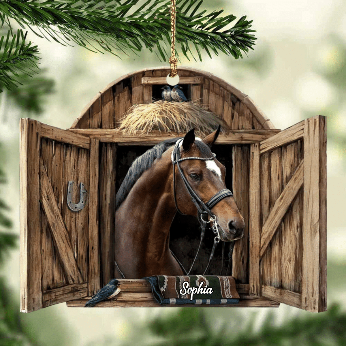 Personalized Horse Ornament/ Country Horses On Farm/ Horse Breeds Custom Name for Horse Lovers
