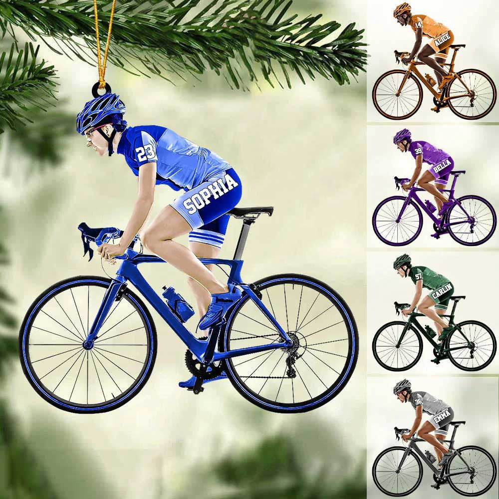 Personalized Female Cyclist/ Bike Riding Acrylic Christmas Ornament Gift For Cyclists/ Gift for Her