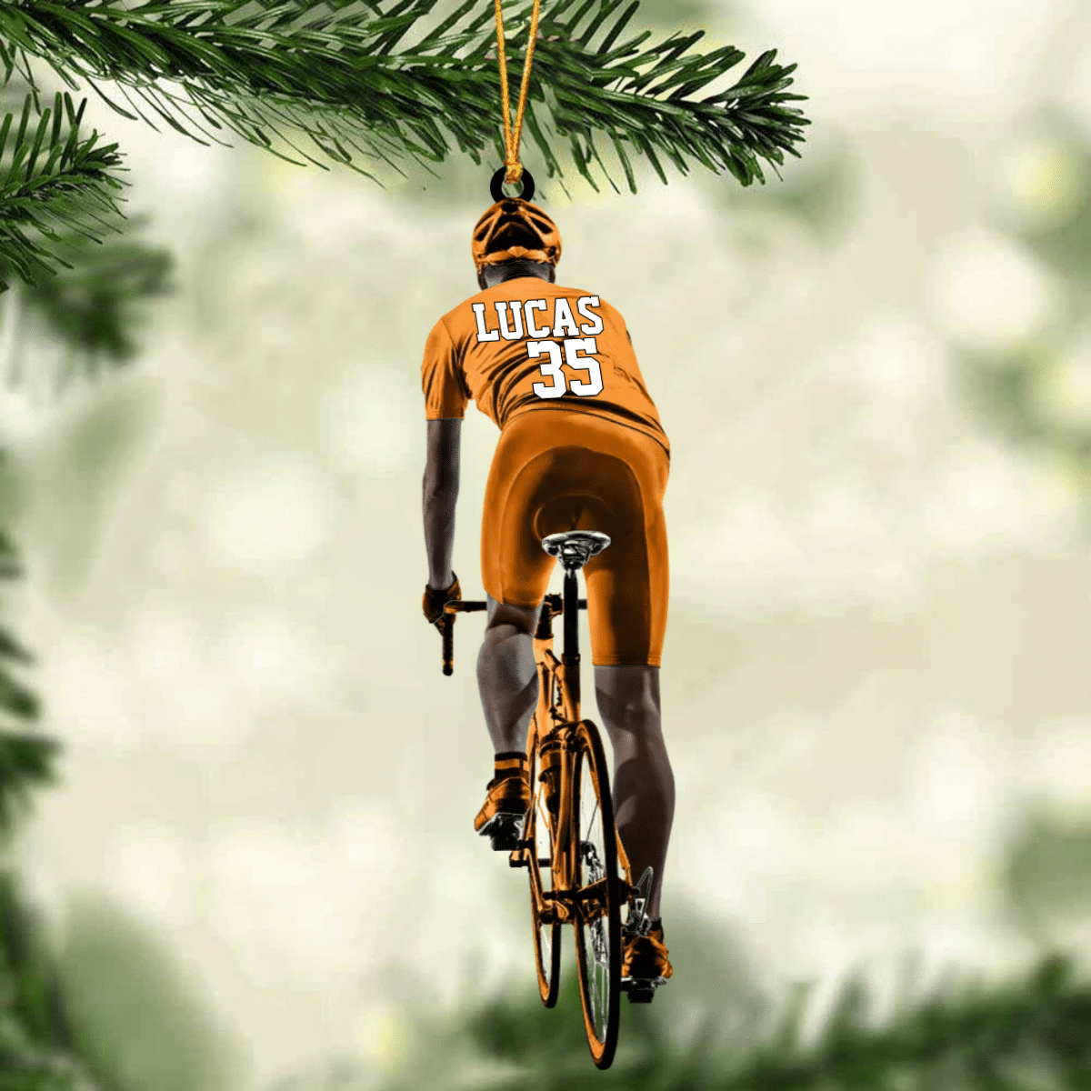 Customized Black Man Cyclist/ Bike Riding Acrylic Ornament/ Gift For Cyclists/ Gift for Man