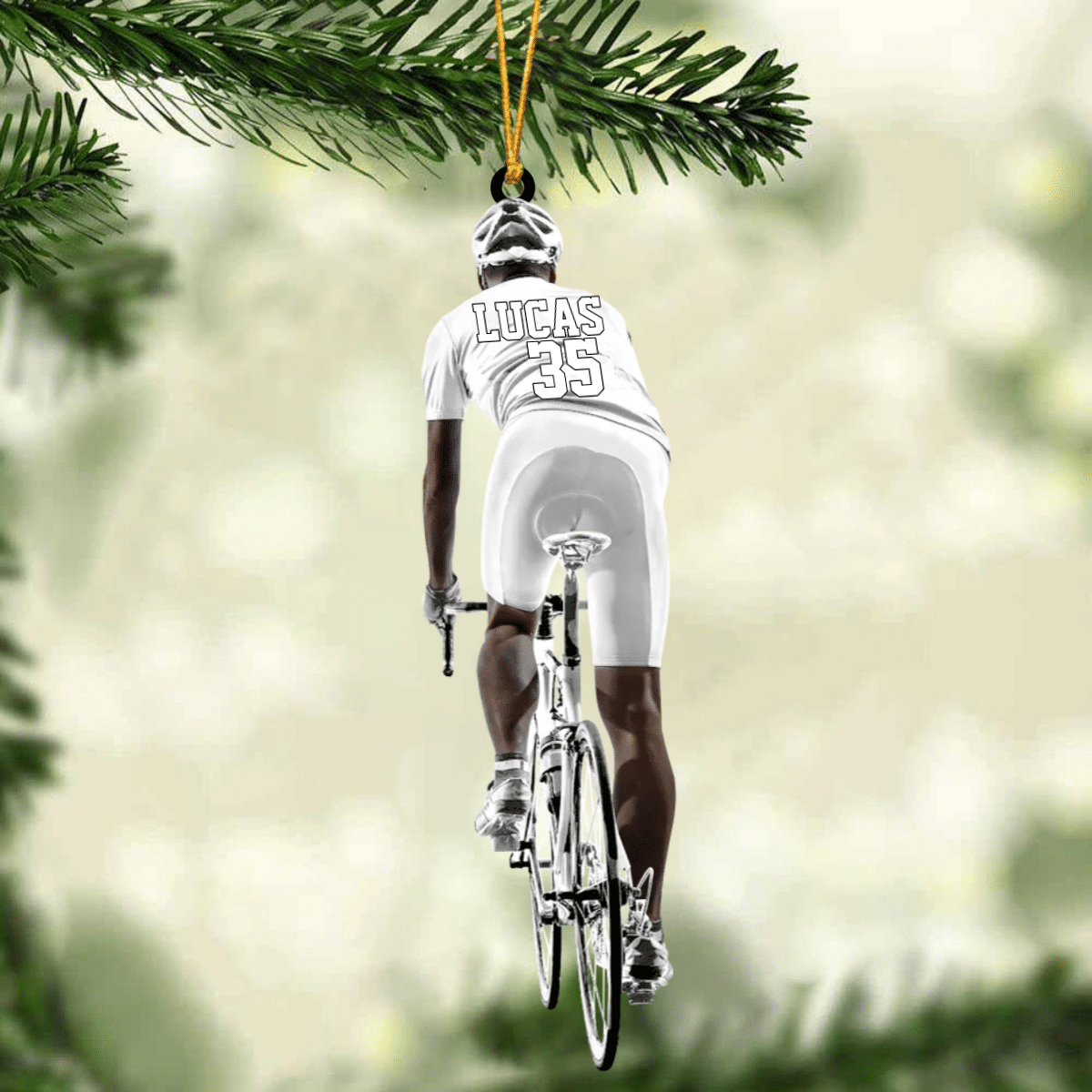 Customized Black Man Cyclist/ Bike Riding Acrylic Ornament/ Gift For Cyclists/ Gift for Man