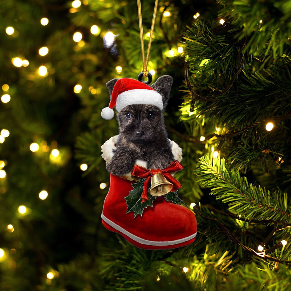 Cairn Terrier In Santa Boot Christmas Two Sided Ornament