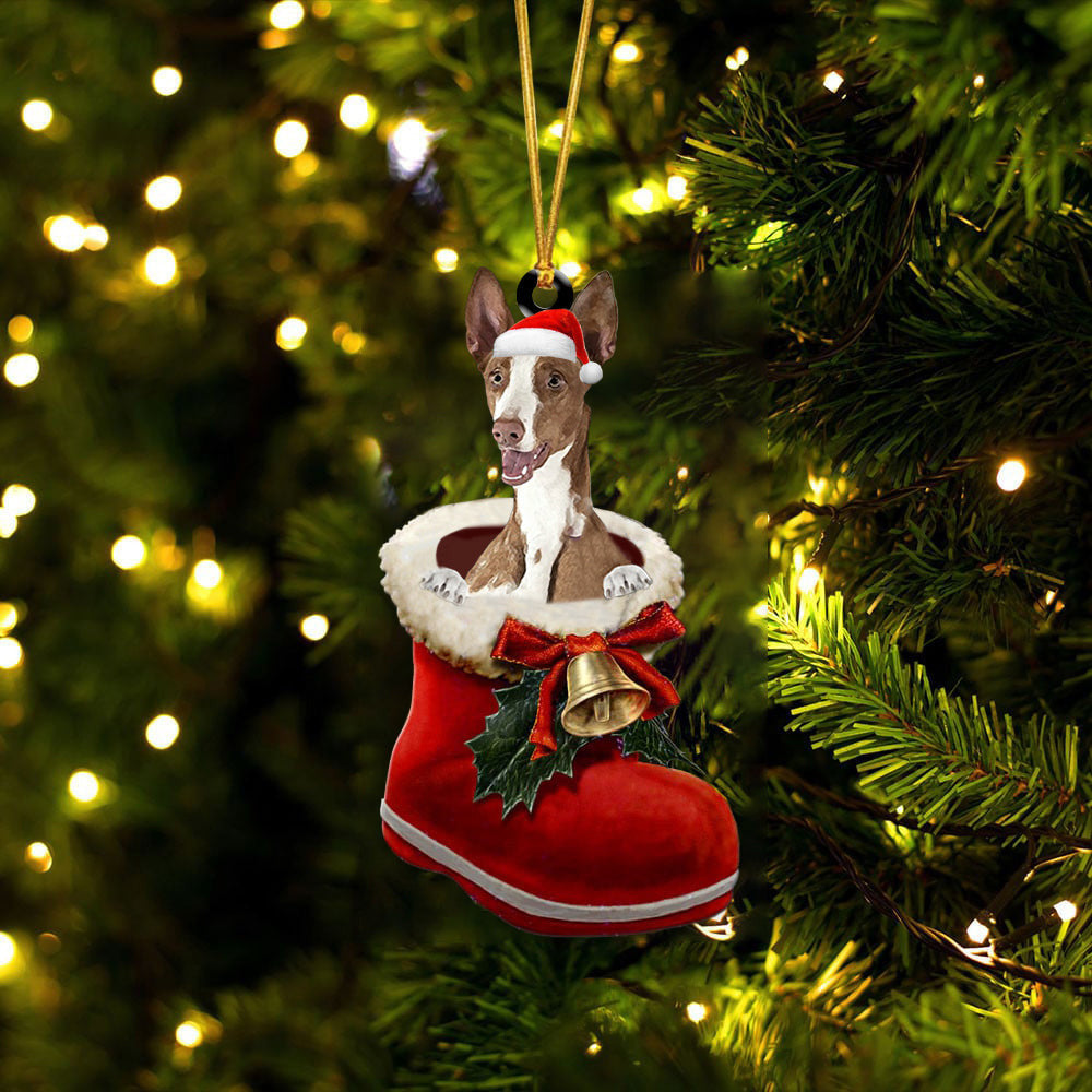 Ibizan Hound In Santa Boot Christmas Two Sided Ornament