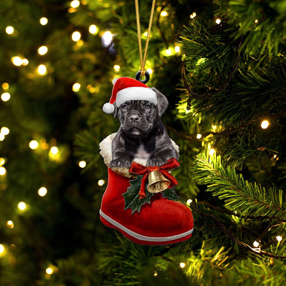 Cane Corso In Santa Boot Christmas Two Sided Ornament