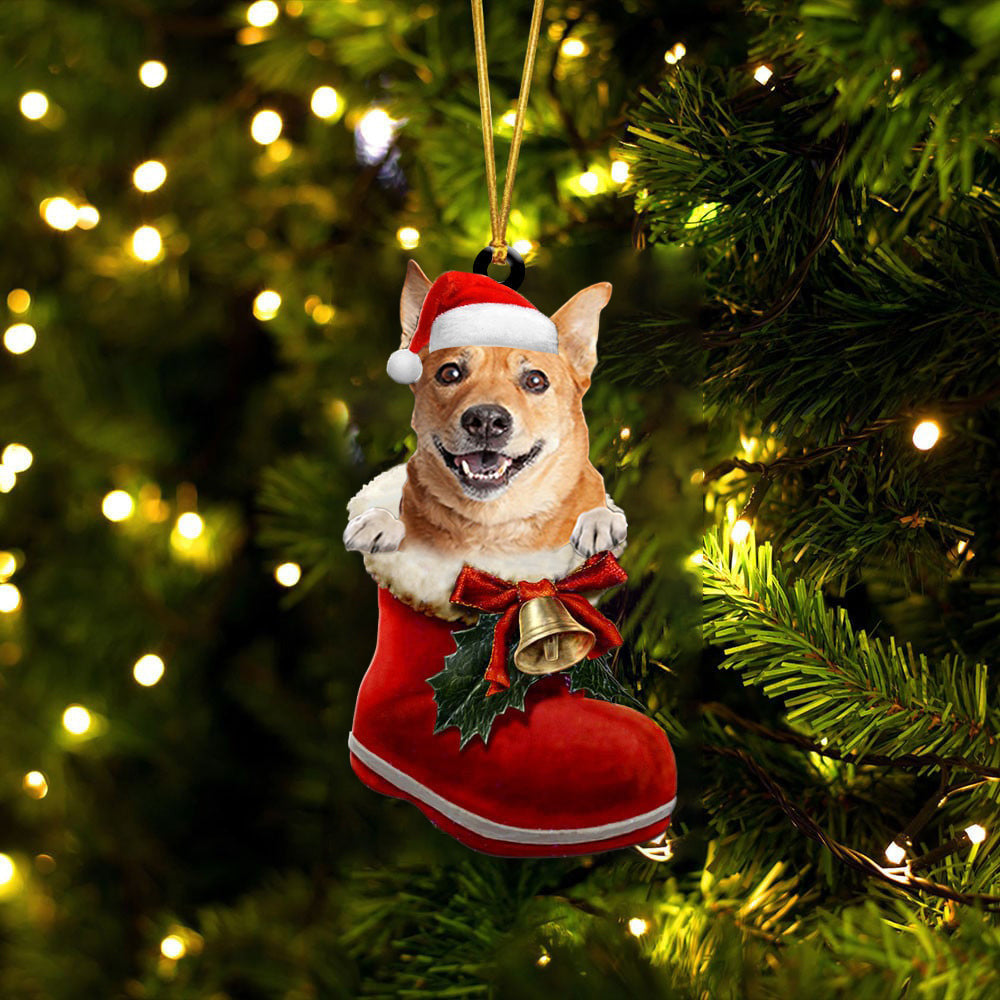 Carolina Dingo In Santa Boot Christmas Two Sided Ornament