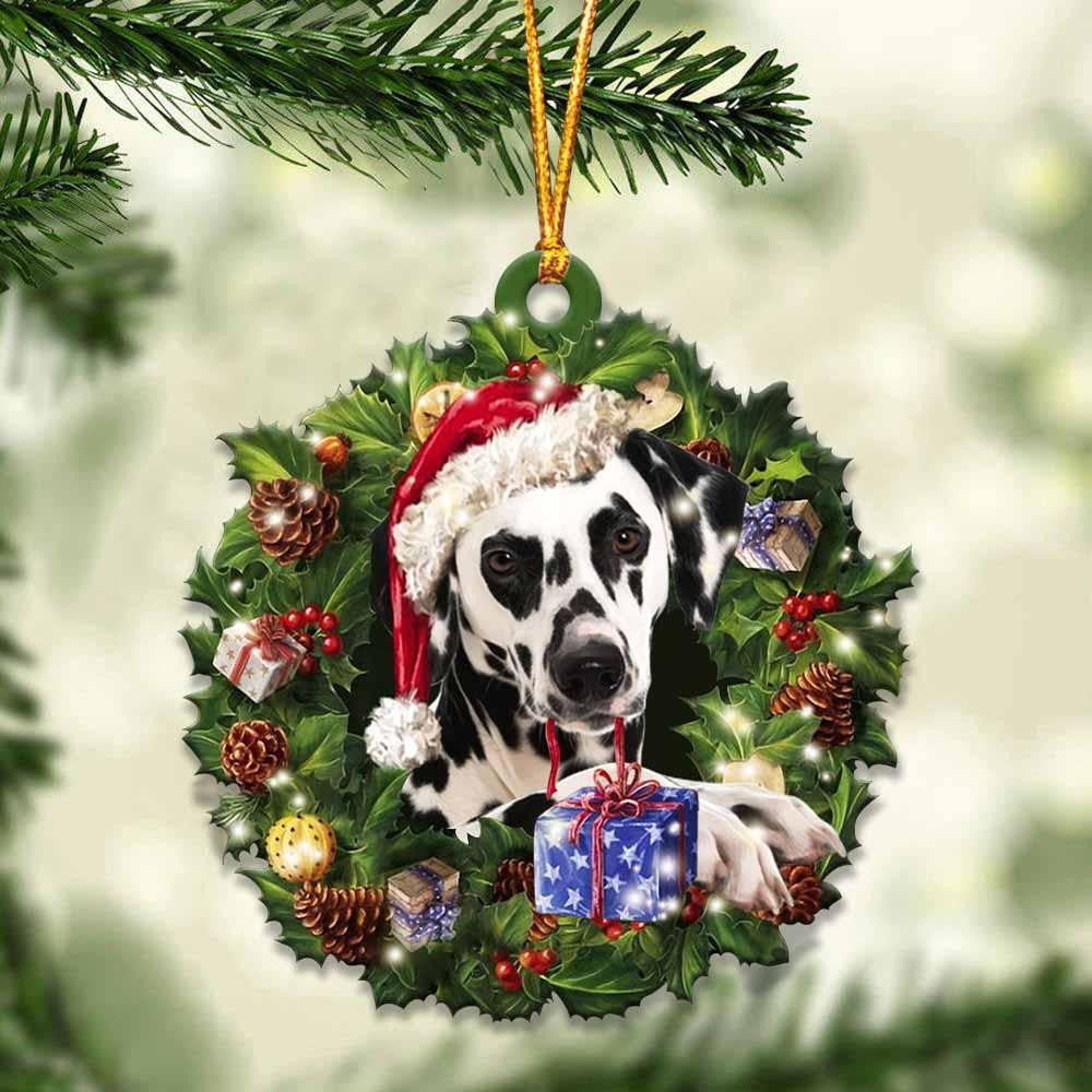 Dalmatian and Christmas Wreath Ornament gift for Dalmatian lover ornament