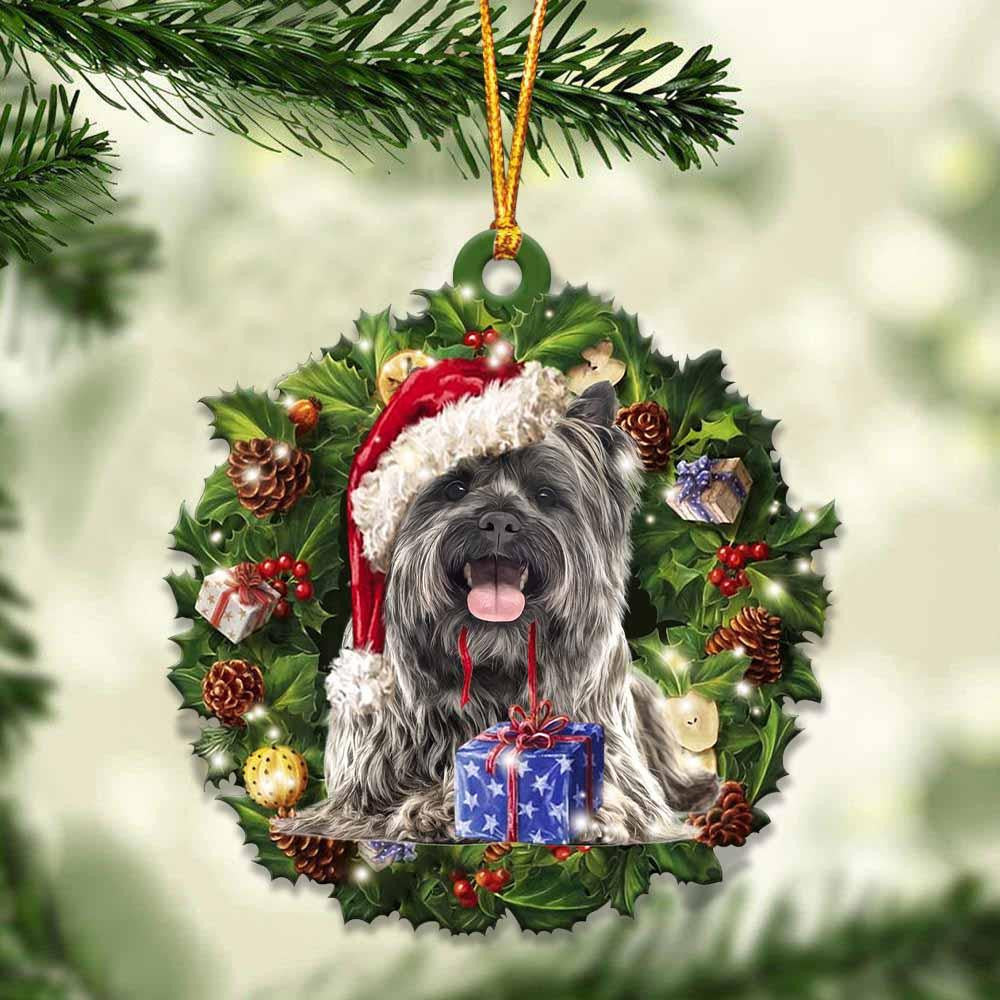 Cairn Terrier and Christmas Wreath Ornament gift for Cairn Terrier lover ornament