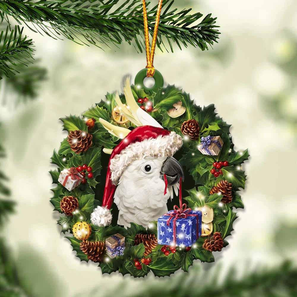 Cockatoos and Christmas Wreath Ornament gift for Cockatoos lover ornament